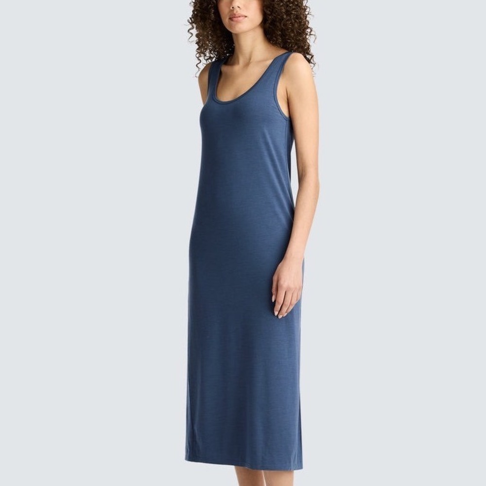Unbound Merino Women's Midi Merino Travel Dress Jersey Moonlight Blue Size Small